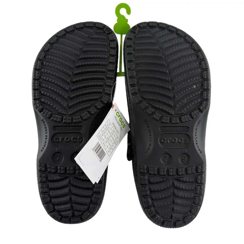Crocs Unisex Black Baya Glitter Clogs Size M's 7 W's 9 - Picture 10 of 12